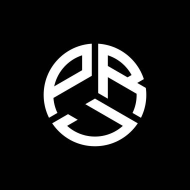 Siyah arka planda PRJ harf logosu tasarımı. PRJ yaratıcı harflerin baş harfleri logo kavramı. PRJ harf tasarımı.