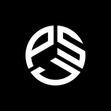 Siyah arka planda PSJ harf logosu tasarımı. PSJ yaratıcı harflerin baş harfleri logo kavramı. PSJ harf tasarımı.