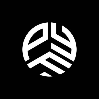 Siyah arkaplanda PYF harf logosu tasarımı. PYF yaratıcı harflerin baş harfleri logo kavramı. PYF harf tasarımı.