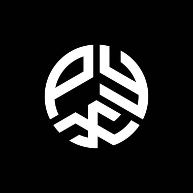 Siyah arkaplanda PYX harf logosu tasarımı. PYX yaratıcı harflerin baş harfleri logo kavramı. PYX harf tasarımı.