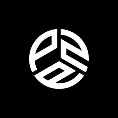 Siyah arkaplanda PZP harf logosu tasarımı. PZP yaratıcı harflerin baş harfleri logo kavramı. PZP harf tasarımı.