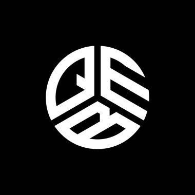 Siyah arkaplanda QEB harfi logo tasarımı. QEB yaratıcı harflerin baş harfleri logo kavramı. QEB harf tasarımı.