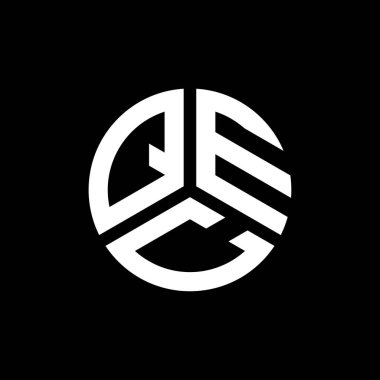 Siyah arka planda QEC harf logosu tasarımı. QEC yaratıcı harflerin baş harfleri logo kavramı. QEC harf tasarımı.
