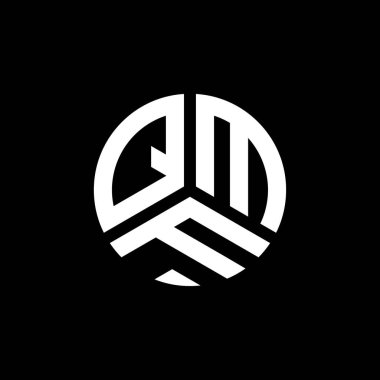 Siyah arkaplanda QMF harf logosu tasarımı. QMF yaratıcı harf logosu konsepti. QMF harf tasarımı.