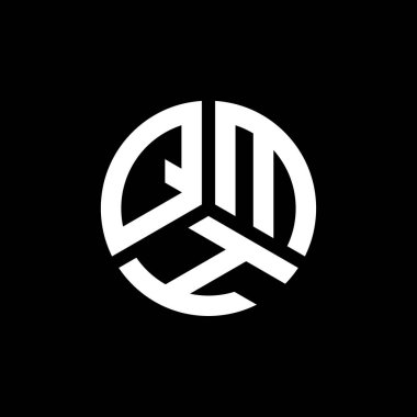 Siyah arkaplanda QMH harf logosu tasarımı. QMH yaratıcı harflerin baş harfleri logo kavramı. QMH harf tasarımı.