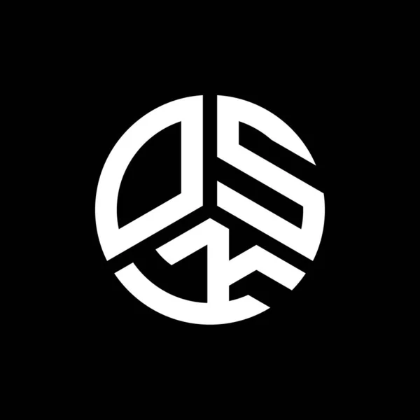 Osk Lettre Logo Design Sur Fond Noir Osk Initiales Créatives — Image vectorielle