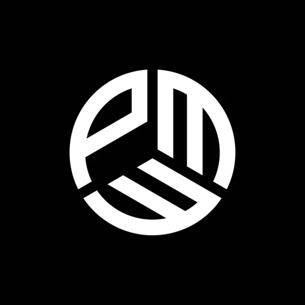 Diseño Del Logotipo Letra Pmw Sobre Fondo Negro Pmw Iniciales — Vector de stock