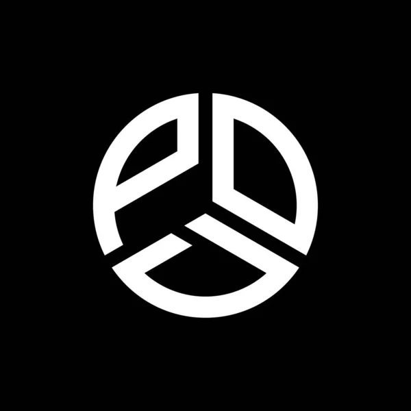 Diseño Del Logotipo Letra Pod Sobre Fondo Negro Pod Iniciales — Vector de stock