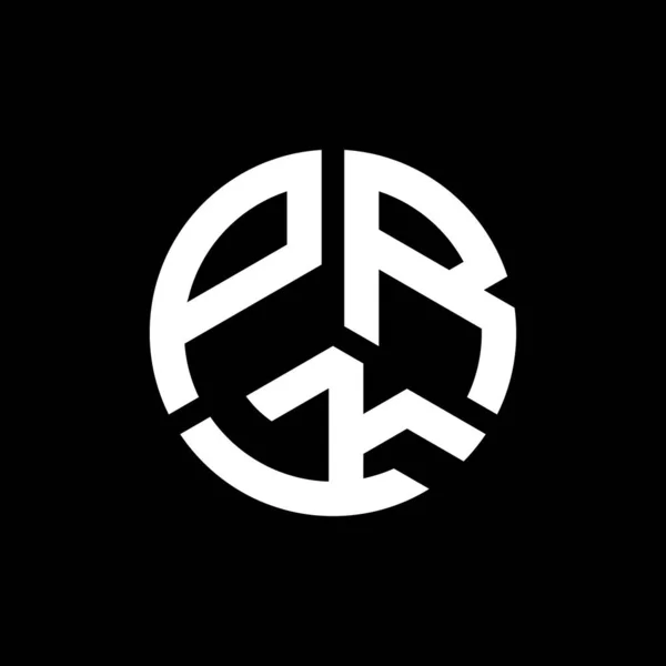 Diseño Del Logotipo Letra Prk Sobre Fondo Negro Prk Iniciales — Vector de stock