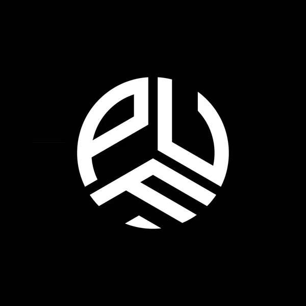 Diseño Del Logotipo Letra Puf Sobre Fondo Negro Puf Iniciales — Archivo Imágenes Vectoriales
