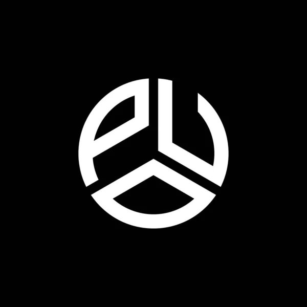 Diseño Del Logotipo Letra Puo Sobre Fondo Negro Puo Iniciales — Vector de stock