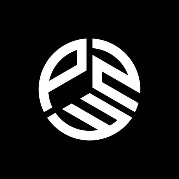 Logo Lettera Pzw Sfondo Nero Pzw Creativo Iniziali Lettera Logo — Vettoriale Stock