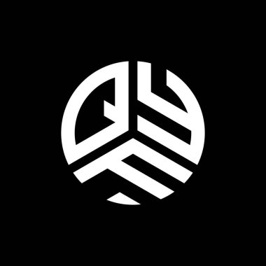 Siyah arkaplanda QYF harf logosu tasarımı. QYF yaratıcı harflerin baş harfleri logo kavramı. QYF harf tasarımı.