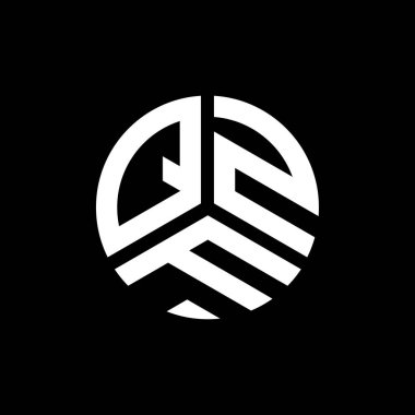 Siyah arkaplanda QZF harf logosu tasarımı. QZF yaratıcı harf logosu konsepti. QZF harf tasarımı.