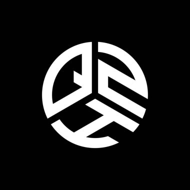QZH harfi logo tasarımı siyah arkaplan üzerine. QZH yaratıcı harflerin baş harfleri logo kavramı. QZH harf tasarımı.
