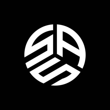 Siyah arkaplanda PrintSAS harf logosu tasarımı. SAS yaratıcı harflerin baş harfleri logo konsepti. SAS harf tasarımı.