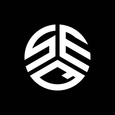 SEQ harfi logo tasarımı siyah arkaplan üzerine. SEQ yaratıcı harflerin baş harfleri logo kavramı. SEQ harf tasarımı.