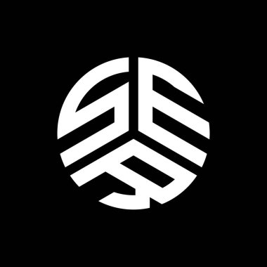 Siyah arka planda SER harf logosu tasarımı. SER yaratıcı harfler logosu konsepti. SER harf tasarımı.