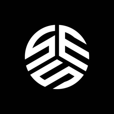 SES harfi logo tasarımı siyah arkaplan üzerine. SES yaratıcı harflerin baş harfleri logo konsepti. SES harf tasarımı.