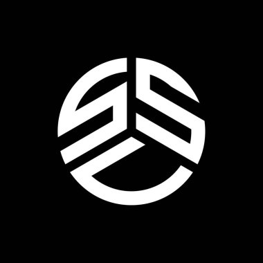 Siyah arkaplanda SSV harf logosu tasarımı. SSV yaratıcı harflerin baş harfleri logo konsepti. SSV harf tasarımı.