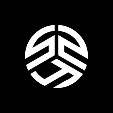 Siyah arkaplanda SZY harf logosu tasarımı. SZY yaratıcı harflerin baş harfleri logo kavramı. SZY harf tasarımı.