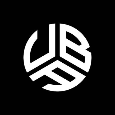 Siyah arka planda UBA harfi logo tasarımı. UBA yaratıcı harfler logosu konsepti. UBA harf tasarımı.