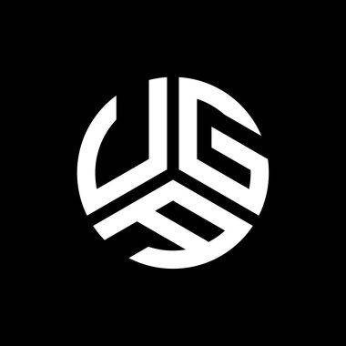 Siyah arka planda UGA harf logosu tasarımı. UGA yaratıcı harf logosu konsepti. UGA harf tasarımı.