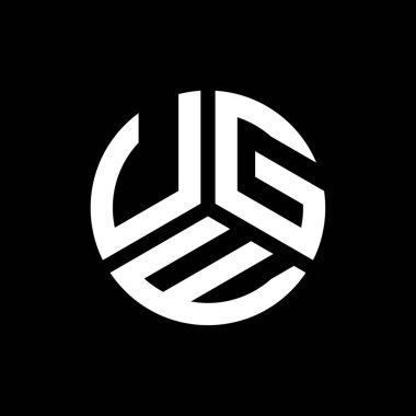 Siyah arka planda UGE harf logosu tasarımı. UGE yaratıcı harfler logosu konsepti. UGE harf tasarımı.