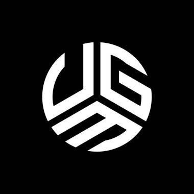 Siyah arka planda UGM harf logosu tasarımı. UGM yaratıcı harflerin baş harfleri logo kavramı. UGM harf tasarımı.