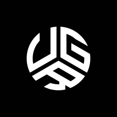 Siyah arka planda UGR harf logosu tasarımı. UGR yaratıcı harflerin baş harfleri logo kavramı. UGR harf tasarımı.