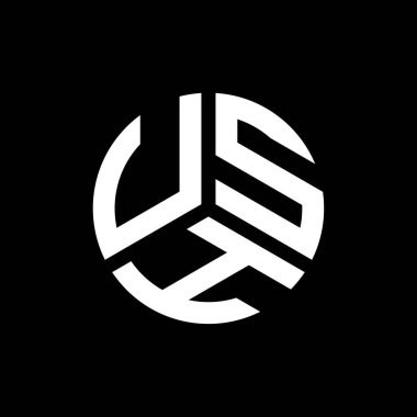 USH harf logosu tasarımı siyah arka planda. USH yaratıcı harf logosu konsepti. USH harf tasarımı.
