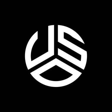 Siyah arka planda USO harf logosu tasarımı. USO yaratıcı harflerin baş harfleri logo kavramı. USO harf tasarımı.