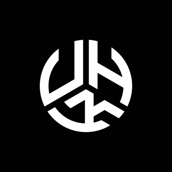 Diseño Del Logotipo Letra Uhk Sobre Fondo Negro Uhk Iniciales — Vector de stock