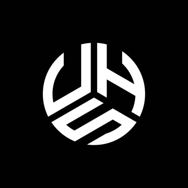 Projekt Logo Litery Uhs Czarnym Tle Uhs Twórcze Inicjały Litera — Wektor stockowy