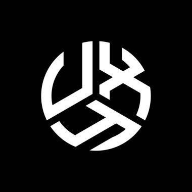 Siyah arkaplanda UXY harf logosu tasarımı. UXY yaratıcı harflerin baş harfleri logo kavramı. UXY harf tasarımı.