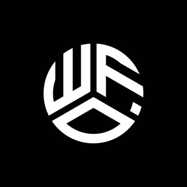 Siyah arka planda WFO harfi logosu tasarımı. WFO yaratıcı harflerin baş harfleri logo kavramı. WFO harf tasarımı.
