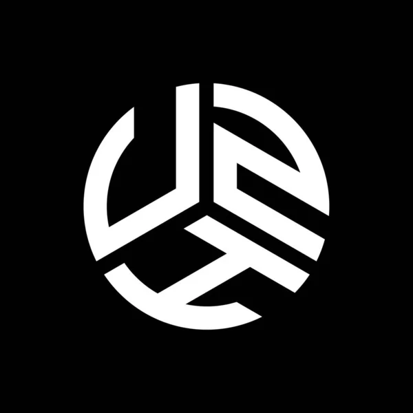 Diseño Del Logotipo Letra Uzh Sobre Fondo Negro Uzh Iniciales — Vector de stock