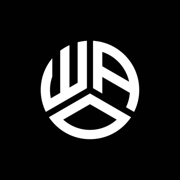 Wao Logo Ontwerp Zwarte Achtergrond Wao Creatieve Initialen Letter Logo — Stockvector