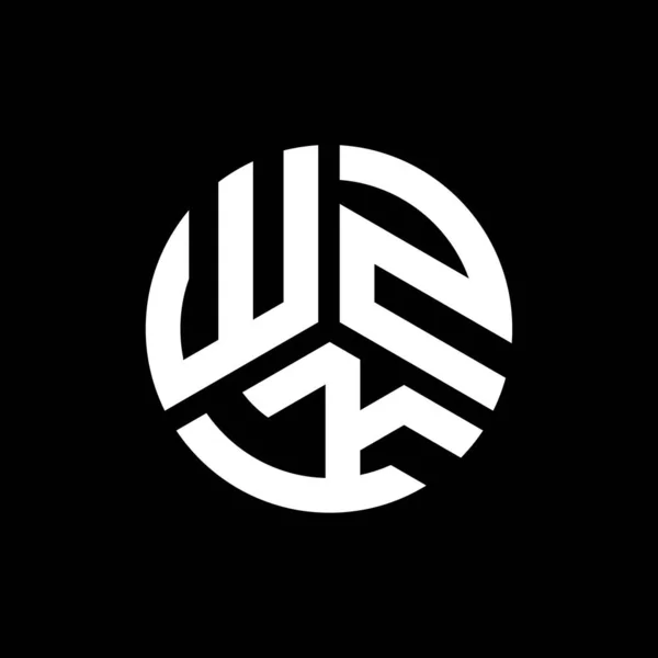 Wzk Design Logotipo Carta Fundo Preto Wzk Iniciais Criativas Conceito — Vetor de Stock