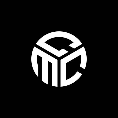 Siyah arka planda CMC harf logosu tasarımı. CMC yaratıcı harflerin baş harfleri logo kavramı. CMC harf tasarımı.