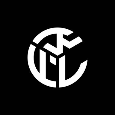Siyah arkaplanda KFL harf logosu tasarımı. KFL yaratıcı harflerin baş harfleri logo kavramı. KFL harf tasarımı.