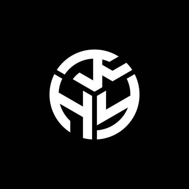 Siyah arkaplanda KHY harf logosu tasarımı. KHY yaratıcı harflerin baş harfleri logo kavramı. KHY harf tasarımı.