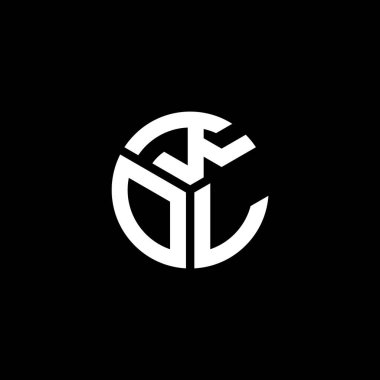 Siyah arkaplanda KOL harf logosu tasarımı. KOL yaratıcı harflerin baş harfleri logo kavramı. KOL harf tasarımı.