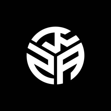 Siyah arkaplanda KZA harf logosu tasarımı. KZA yaratıcı harflerin baş harfleri logo kavramı. KZA harf tasarımı.