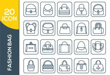 Alışveriş poşeti bağlantılı hat simgesi seti. Kağıt pazarı çanta doğrusal simgeleri. 