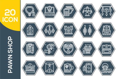 Satranç oyun çizgisi simgesi seti. Simgeleri strateji, kumar, şah mat, masa oyunu ve daha fazlası olarak dahil etti.