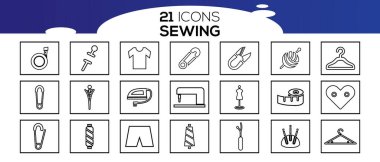 Dikiş basit bir set vektör hat simgeleri ile ilgili. 
