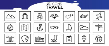 Tur ve seyahat ana hatları simgesi vektör çizimi.