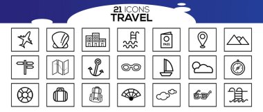 Tur ve seyahat ana hatları simgesi vektör çizimi.