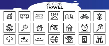 Tur ve seyahat ana hatları simgesi vektör çizimi.